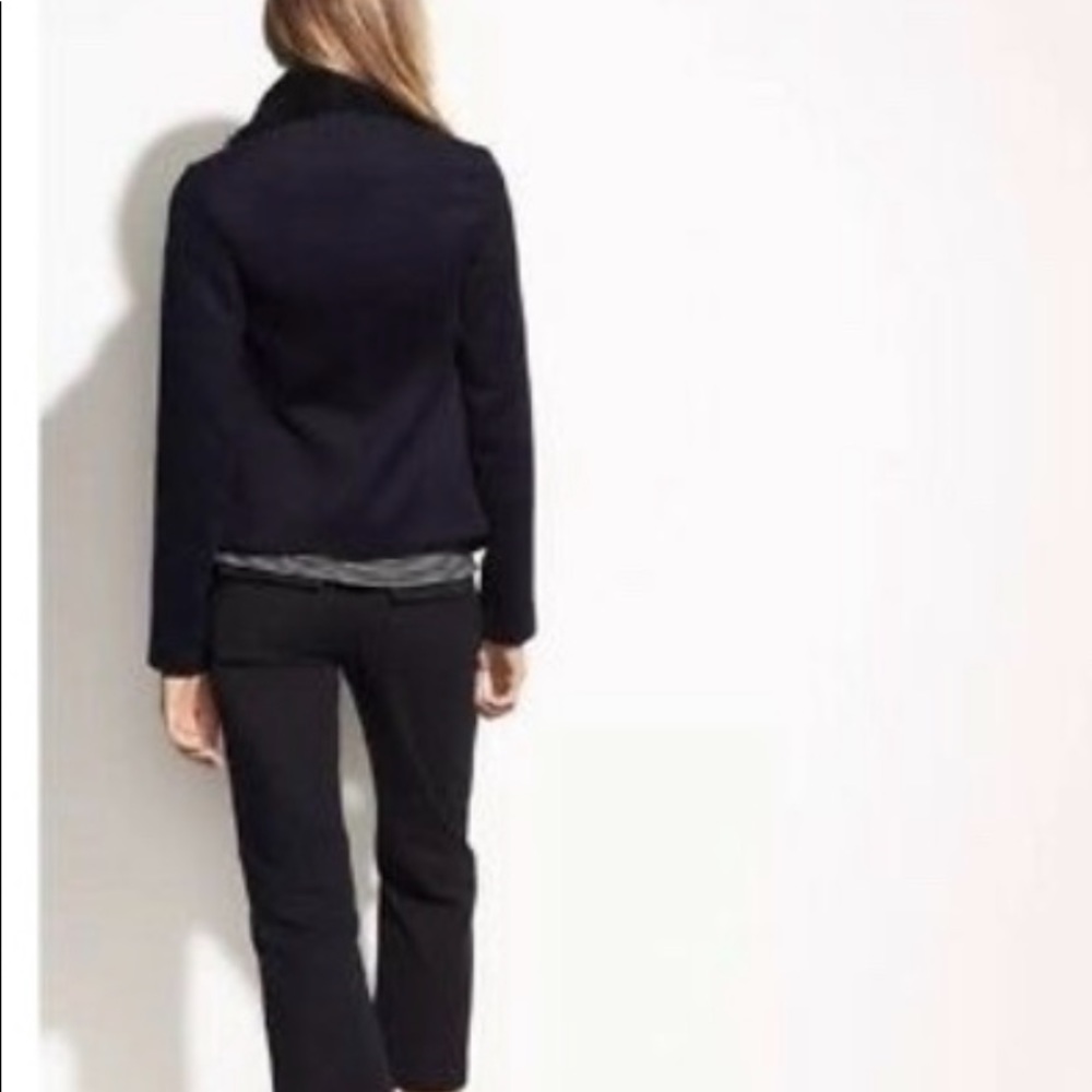 Vince. Wool Moto Lamb Shearling Collar Jacket